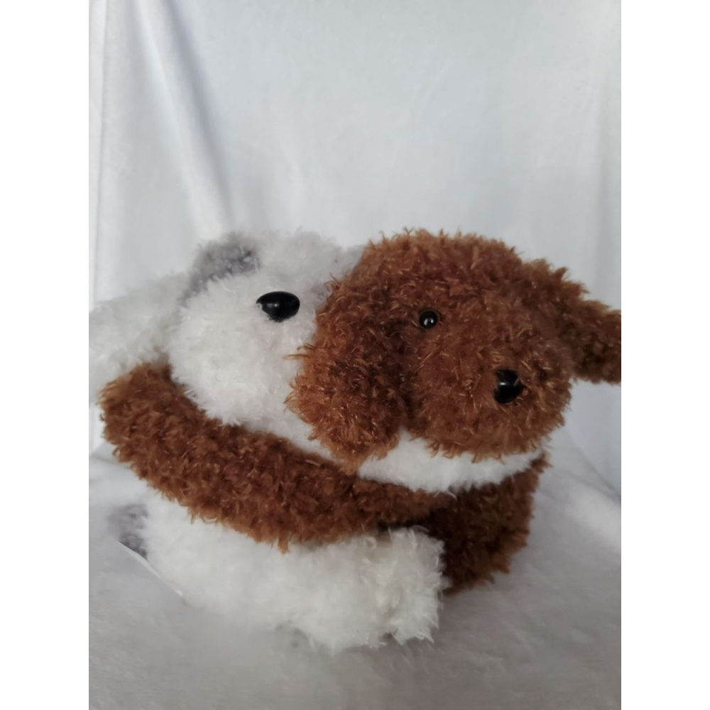 BFF puppies! Brown White Grey Plush Hugging Stuff Animals